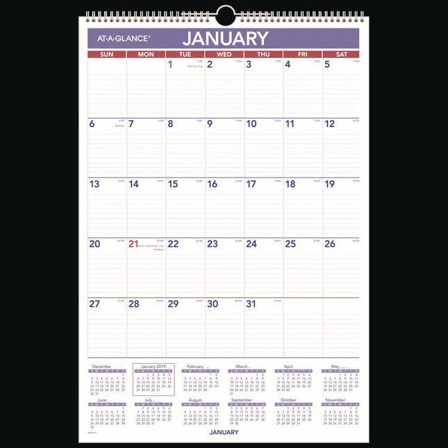 Erasable Wall Calendar, 15.5 x 22.75, White Sheets, 12-Month (Jan to Dec): 2025