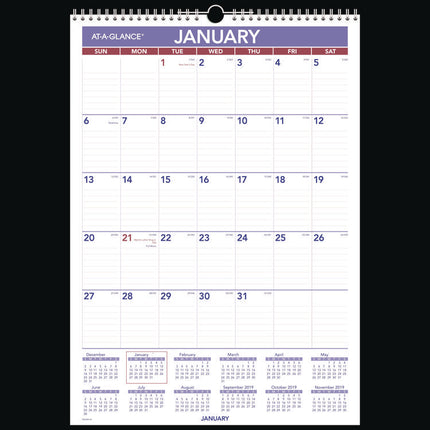 Erasable Wall Calendar, 12 x 17, White Sheets, 12-Month (Jan to Dec): 2025