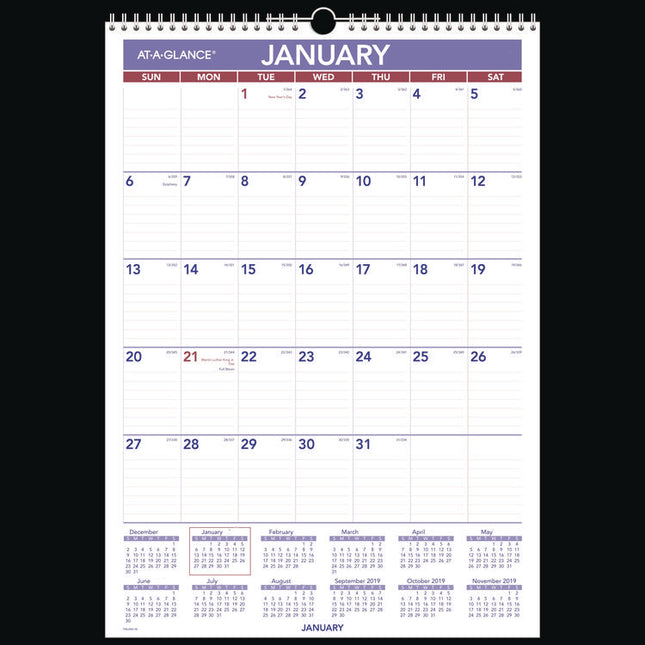 Erasable Wall Calendar, 12 x 17, White Sheets, 12-Month (Jan to Dec): 2025