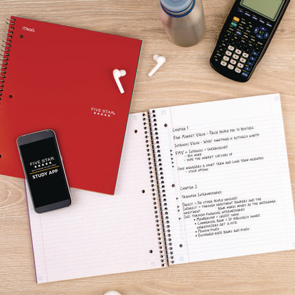 Wirebound Notebook, 5-Subject, Medium/College Rule, Randomly Assorted Cover Color, (200) 11 x 8.5 Sheets