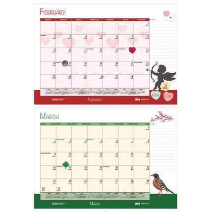 Academic Year Recycled Desk Pad Calendar, Illustrated Seasons Artwork, 22 x 17, Black Binding, 12-Month (July-June):2024-2025