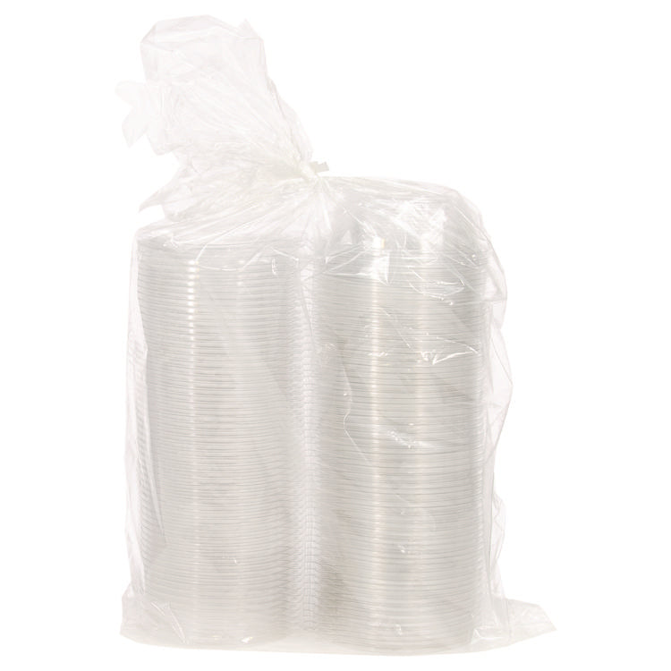 SafeSeal Tamper-Resistant, Tamper-Evident Bowls with Flat Lid, 8 oz, 5.5" Diameter x 1.7" h, Clear, Plastic, 240/Carton