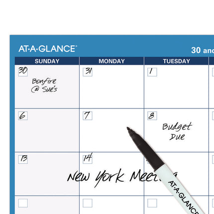 30/60-Day Undated Horizontal Erasable Wall Planner, 48 X 32, White/blue Sheets, Undated