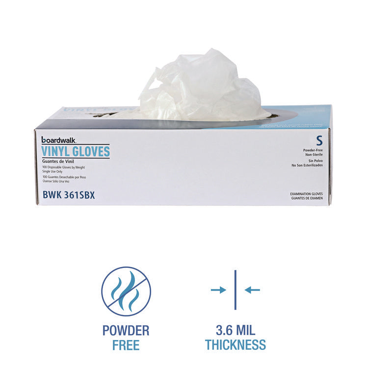Exam Vinyl Gloves, Powder/latex-Free, 3 3/5 Mil, Clear, Small, 100/box