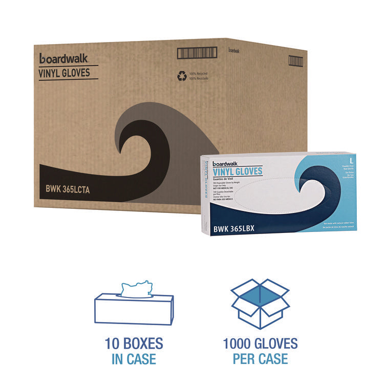 General Purpose Vinyl Gloves, Powder/Latex-Free, 2.6 mil, Large, Clear, 100/Box, 10 Boxes/Carton