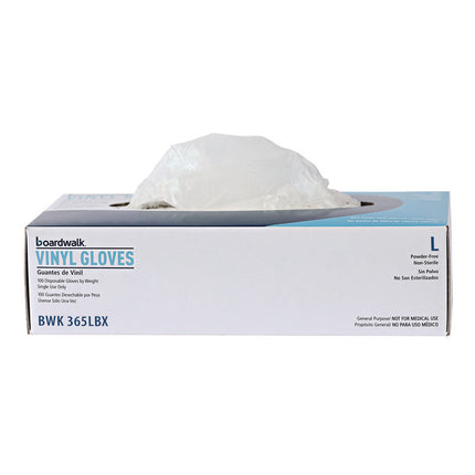 General Purpose Vinyl Gloves, Powder/Latex-Free, 2.6 mil, Large, Clear, 100/Box, 10 Boxes/Carton