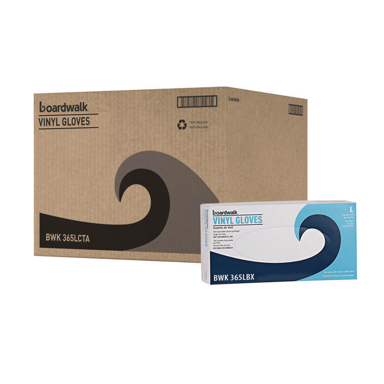 General Purpose Vinyl Gloves, Powder/Latex-Free, 2.6 mil, Large, Clear, 100/Box, 10 Boxes/Carton