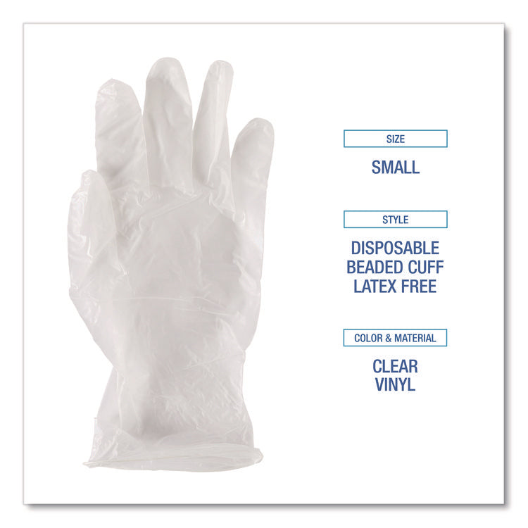 General Purpose Vinyl Gloves, Powder/Latex-Free, 2.6 mil, Small, Clear, 100/Box