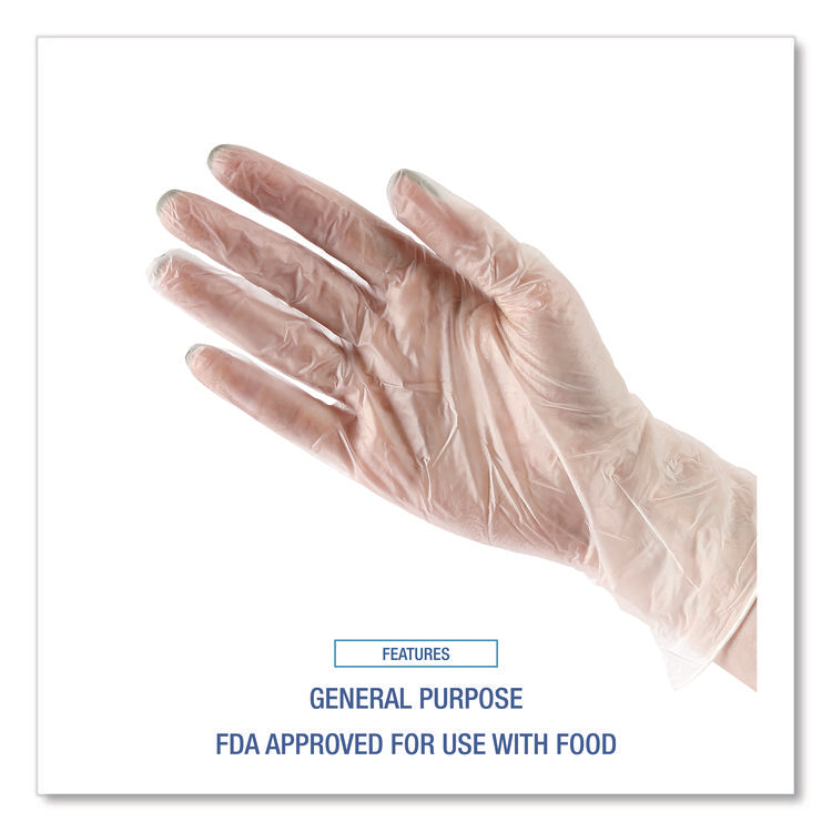 General Purpose Vinyl Gloves, Powder/Latex-Free, 2.6 mil, Small, Clear, 100/Box