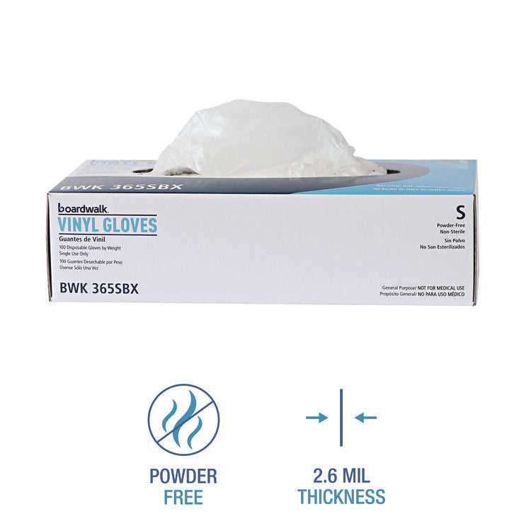 General Purpose Vinyl Gloves, Powder/Latex-Free, 2.6 mil, Small, Clear, 100/Box, 10 Boxes/Carton