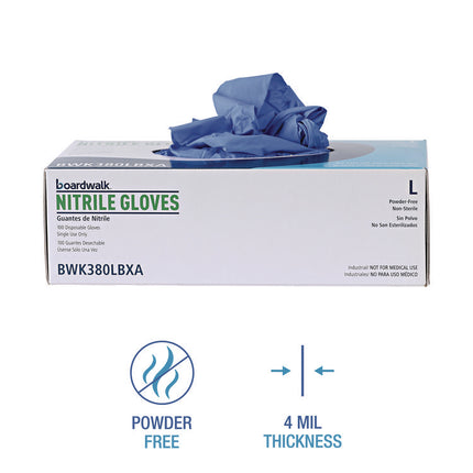 Disposable General-Purpose Nitrile Gloves, Large, Blue, 4 mil, 1,000/Carton