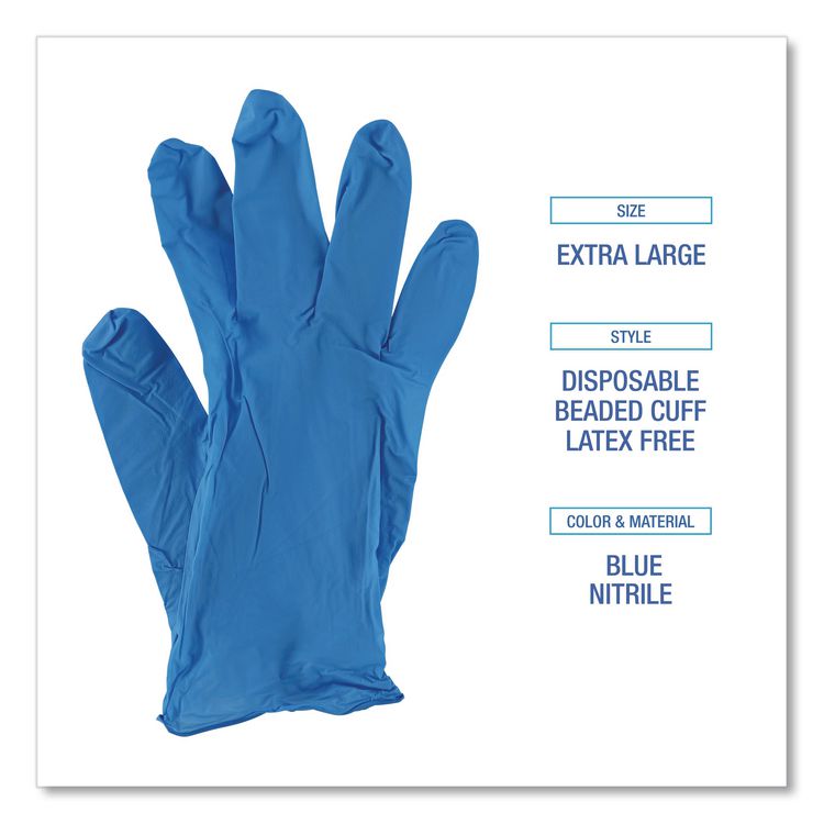 Disposable General-Purpose Powder-Free Nitrile Gloves, X-Large, Blue, 5 mil, 1,000/Carton