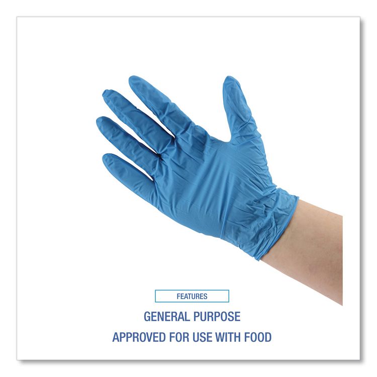 Disposable General-Purpose Powder-Free Nitrile Gloves, X-Large, Blue, 5 mil, 1,000/Carton