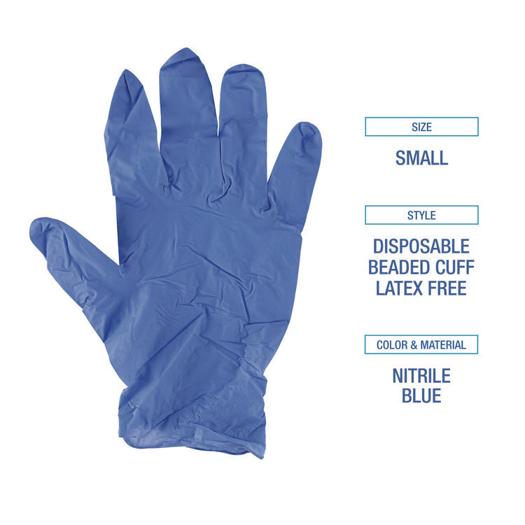 Disposable General-Purpose Nitrile Gloves, Small, Blue, 4 mil, 1,000/Carton