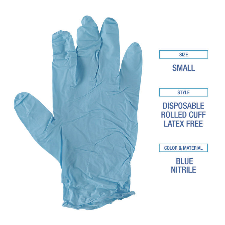 Disposable Examination Nitrile Gloves, Small, Blue, 5 mil, 1,000/Carton