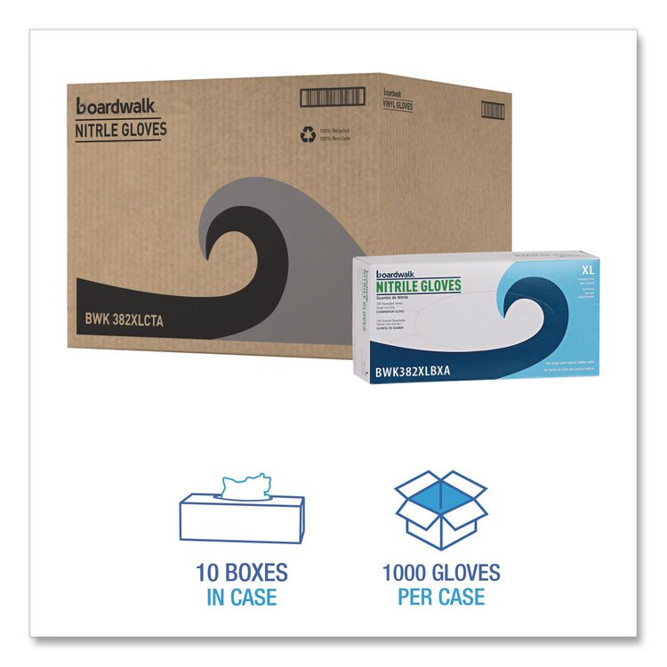 Disposable Examination Nitrile Gloves, X-Large, Blue, 5 mil, 1,000/Carton