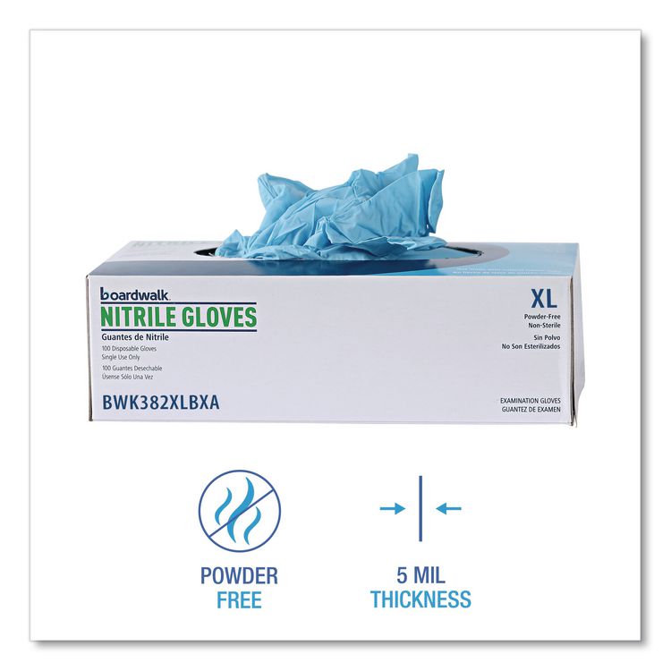 Disposable Examination Nitrile Gloves, X-Large, Blue, 5 mil, 1,000/Carton