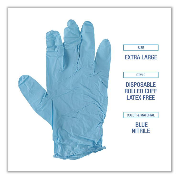 Disposable Examination Nitrile Gloves, X-Large, Blue, 5 mil, 1,000/Carton