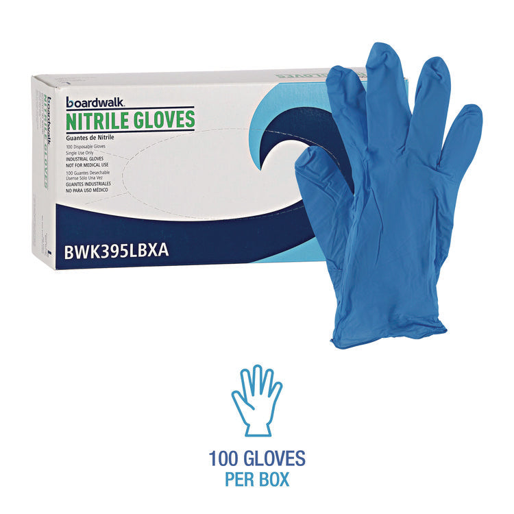 Disposable General-Purpose Powder-Free Nitrile Gloves, Large, Blue, 5 mil, 100/Box