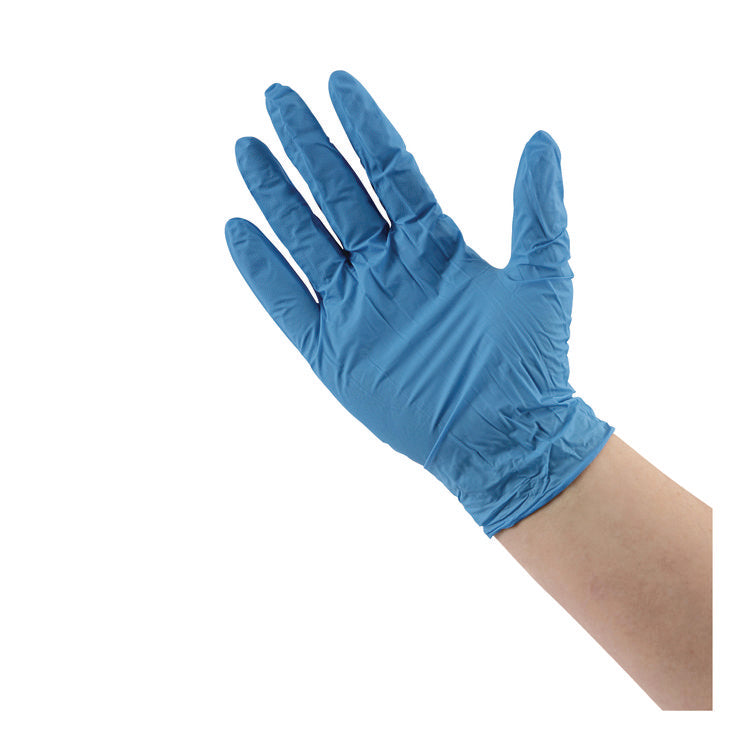 Disposable General-Purpose Powder-Free Nitrile Gloves, Large, Blue, 5 mil, 100/Box
