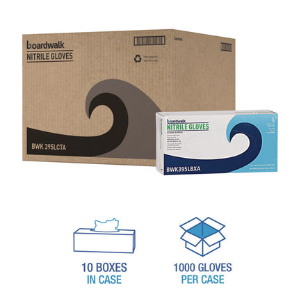 Disposable Powder-Free Nitrile Gloves, Large, Blue, 5 mil, 100/Box, 10 Boxes/Carton