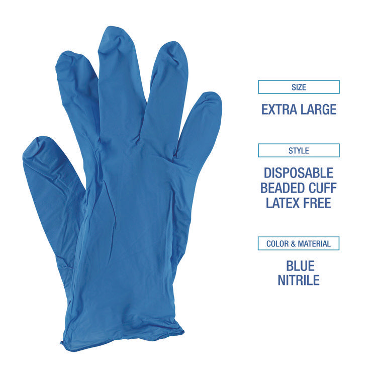 Disposable General-Purpose Powder-Free Nitrile Gloves, X-Large, Blue, 5 mil, 100/Box