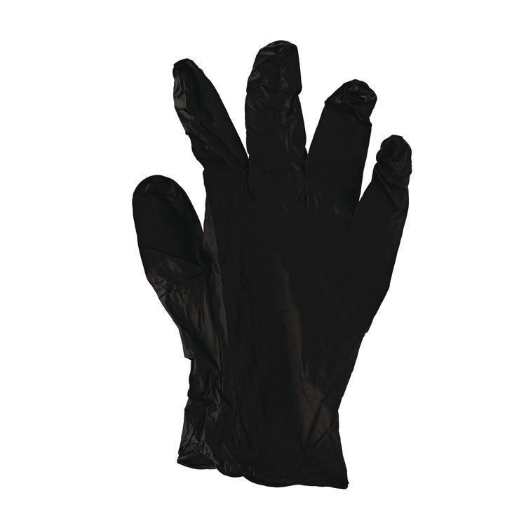 Disposable General-Purpose Powder-Free Nitrile Gloves, Large, Black, 4.4 mil, 100/Box