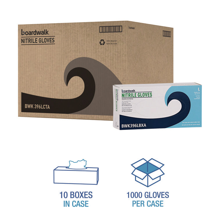 Disposable General-Purpose Powder-Free Nitrile Gloves, Large, Black, 4.4 mil, 100/Box, 10 Boxes/Carton