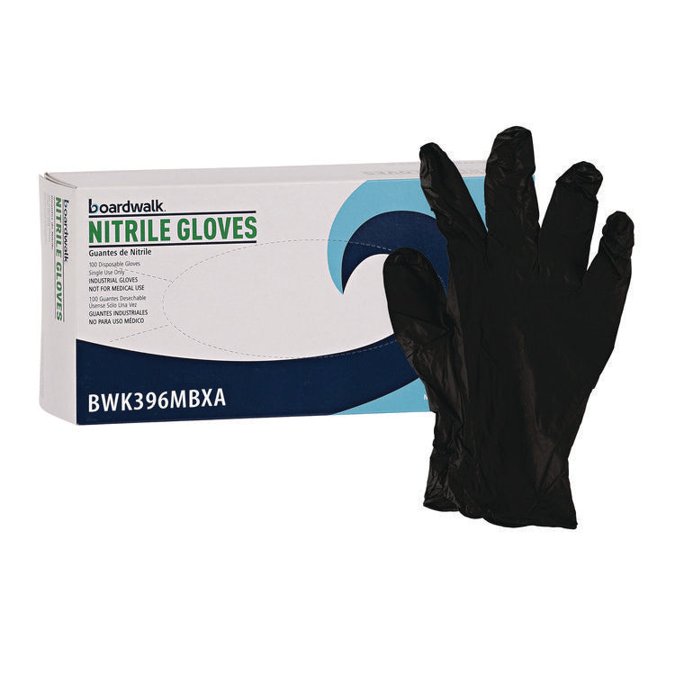 Disposable General-Purpose Powder-Free Nitrile Gloves, Medium, Black, 4.4 mil, 100/Box, 10 Boxes/Carton