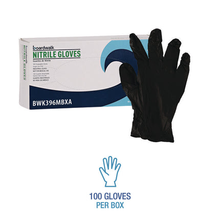 Disposable General-Purpose Powder-Free Nitrile Gloves, Medium, Black, 4.4 mil, 100/Box, 10 Boxes/Carton