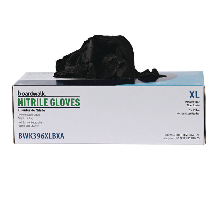 Disposable General-Purpose Powder-Free Nitrile Gloves, X-Large, Black, 4.4 mil, 100/Box, 10 Boxes/Carton