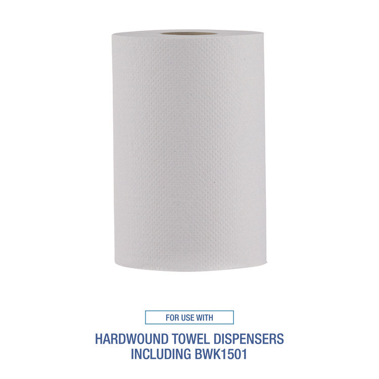 Hardwound Paper Towels, Nonperforated, 1-Ply, 8" x 350 ft, White, 12 Rolls/Carton