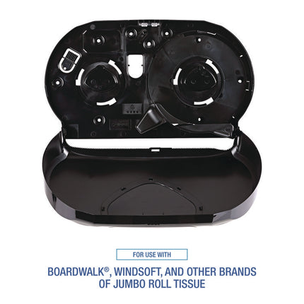Jumbo Twin Toilet Tissue Dispenser, 20.25 x 6 x 12.25, Black