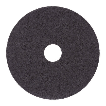 Stripping Floor Pads, 15" Diameter, Black, 5/carton