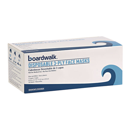 Three-Ply General Use Face Mask, Blue, 50/box