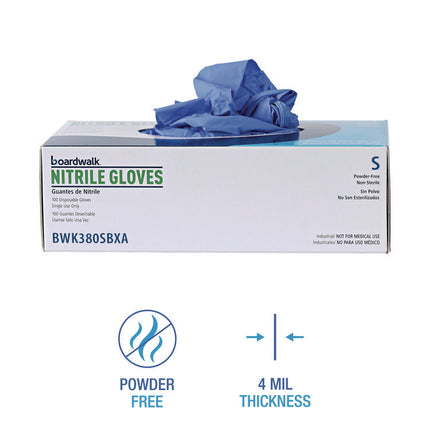 Disposable General-Purpose Nitrile Gloves, Small, Blue, 4 mil, 100/Box