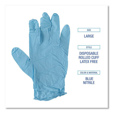 Disposable Examination Nitrile Gloves, Large, Blue, 5 mil, 1,000/Carton