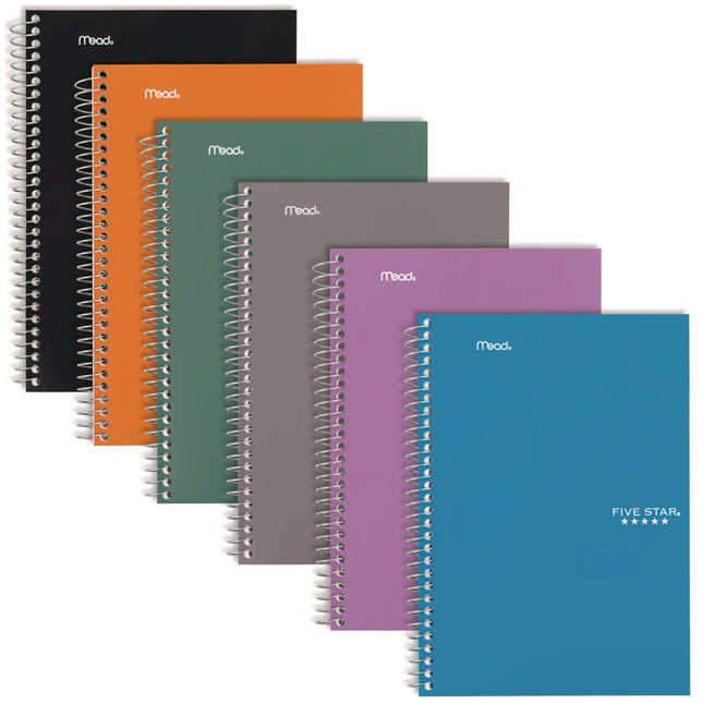 Wirebound Notebook, 2-Subject, Medium/College Rule, Randomly Assorted Cover Color, (80) 9.5 x 6 Sheets