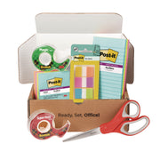 Office Essentials Kit, 7 Pads Assorted Super Sticky Notes, 1 Pack Flags, Roll Magic Tape, Roll Super-Hold Tape, 1 Scissors