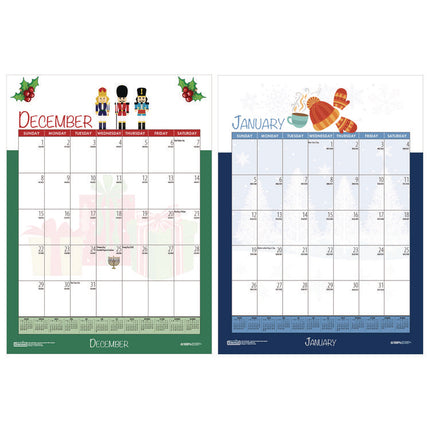 Academic Year Recycled Seasonal Wall Calendar, Illustrated Seasons Artwork, 12 x 16.5, 12-Month (July to June): 2024 to 2025
