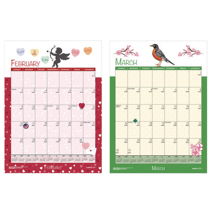 Academic Year Recycled Seasonal Wall Calendar, Illustrated Seasons Artwork, 12 x 16.5, 12-Month (July to June): 2024 to 2025