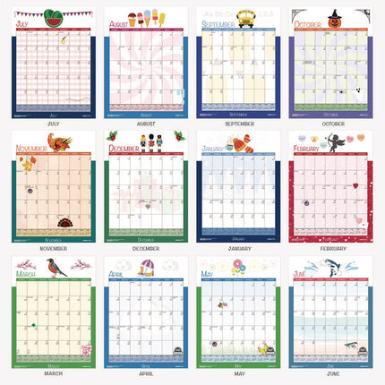 Academic Year Recycled Seasonal Wall Calendar, Illustrated Seasons Artwork, 12 x 16.5, 12-Month (July to June): 2024 to 2025