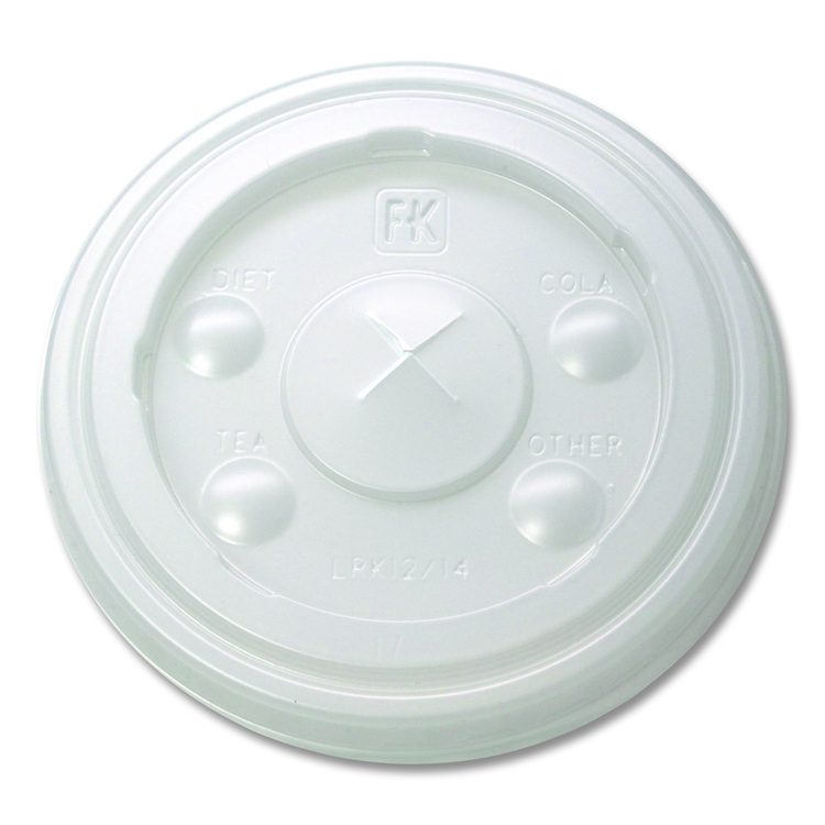Kal-Clear/Nexclear Drink Cup Lids, Flat, X-Style Straw Slot, Fits 12 oz to 14 oz Cold Cups, Plastic, Translucent, 1,000/CT