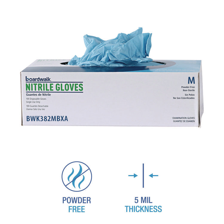 Disposable Examination Nitrile Gloves, Medium, Blue, 5 mil, 100/Box