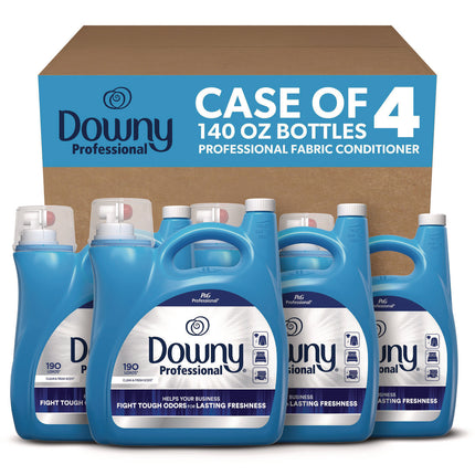 Commercial Liquid Fabric Softener, Clean and Fresh Scent, 140 oz Pour Bottle, 4/Carton