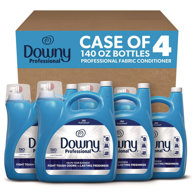 Commercial Liquid Fabric Softener, Clean and Fresh Scent, 140 oz Pour Bottle, 4/Carton