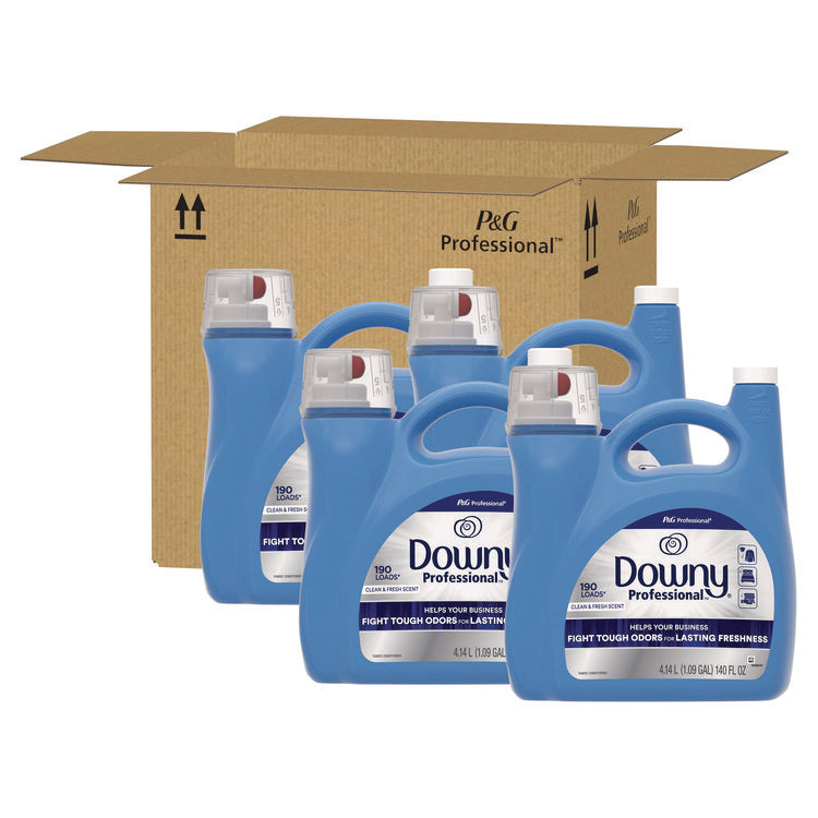 Commercial Liquid Fabric Softener, Clean and Fresh Scent, 140 oz Pour Bottle, 4/Carton