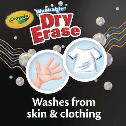 Washable Dry Erase Crayons w/E-Z Erase Cloth, Assorted Bright Colors, 8/Box