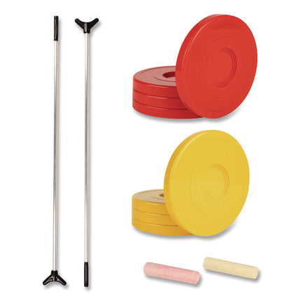 Economy Shuffleboard Set, 15-ft Court, Four 51" Cues, Eight Discs