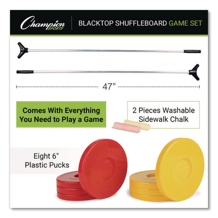 Economy Shuffleboard Set, 15-ft Court, Four 51" Cues, Eight Discs